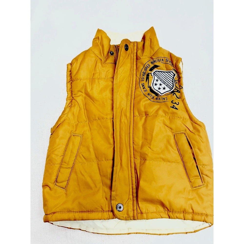 Calvin Klein Boys 2T Rugby Style‎ Puffer Vest Gold Outdoor Preppy Play Vtg
